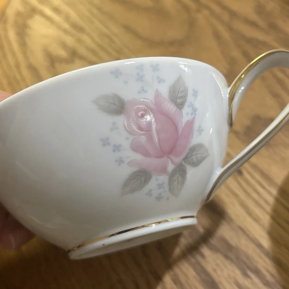 NORITAKE Japan ROSEVILLE Pink Rose 6238 CREAMER SUGAR w/LID